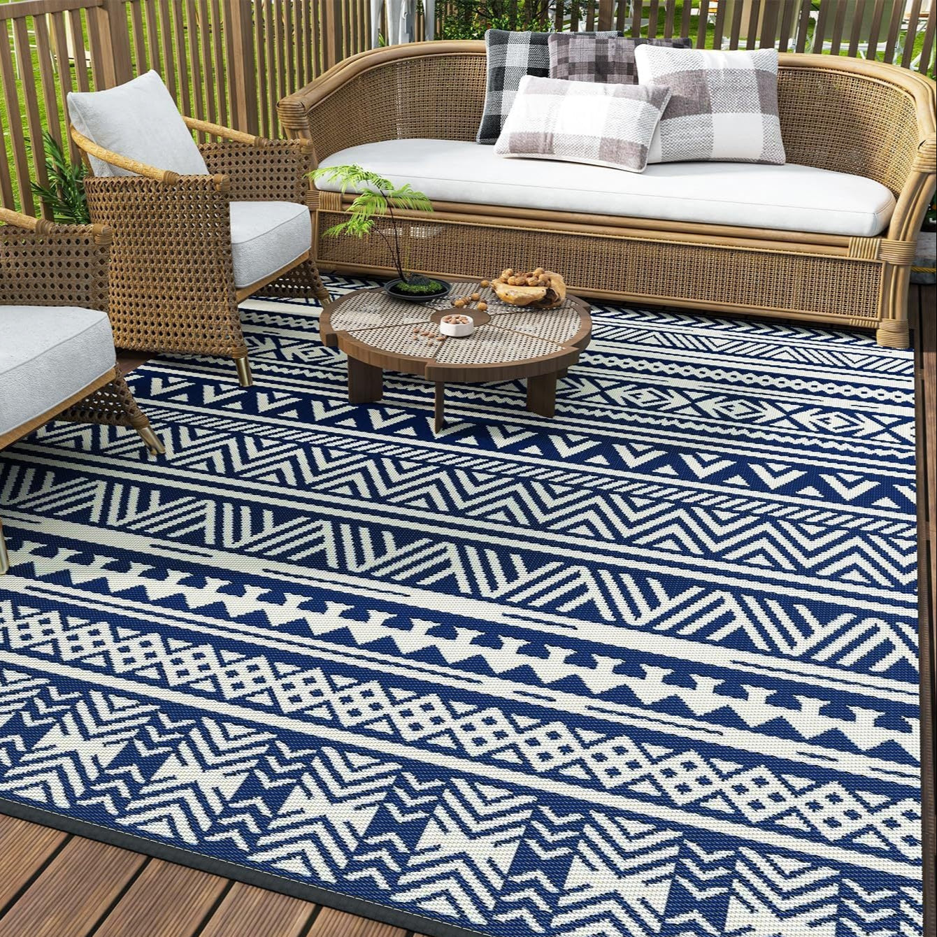 Geometra Washable Outdoor Rug | Bohemian Style Patio Floor Cover - Styyler