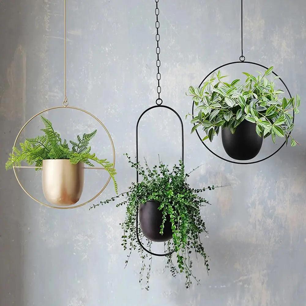 Gudrun Hanging Planter - Minimalist Metal Pot for Indoor Plants, Space-Saving Design 1