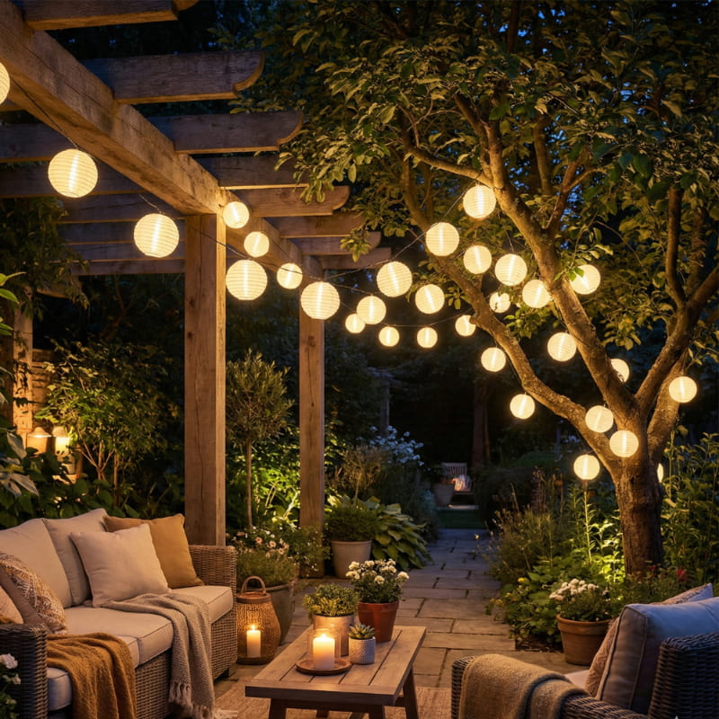 Haloria | Elegant Solar String Lights for Outdoor Patio Ambience