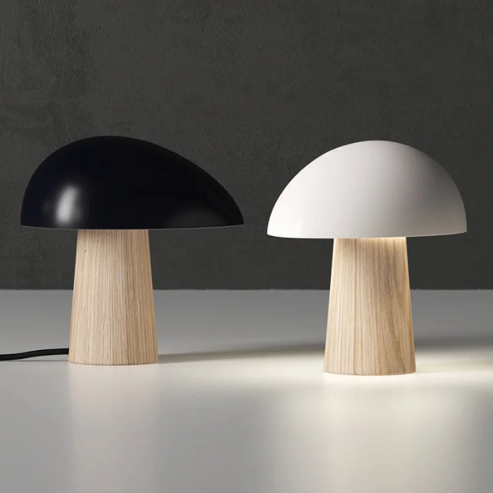 Juno Table Lamp with Wood Grain Accents, Modern Scandinavian Design for Bedroom and Living Room 1