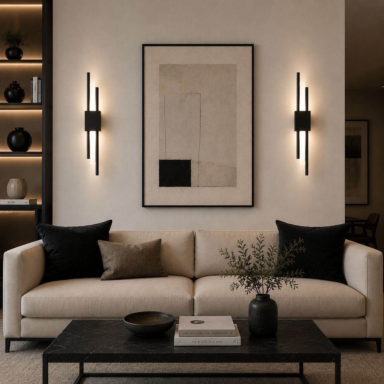 Khalo Art Deco Wall Light Sconce in Gold or Black with LED Illumination