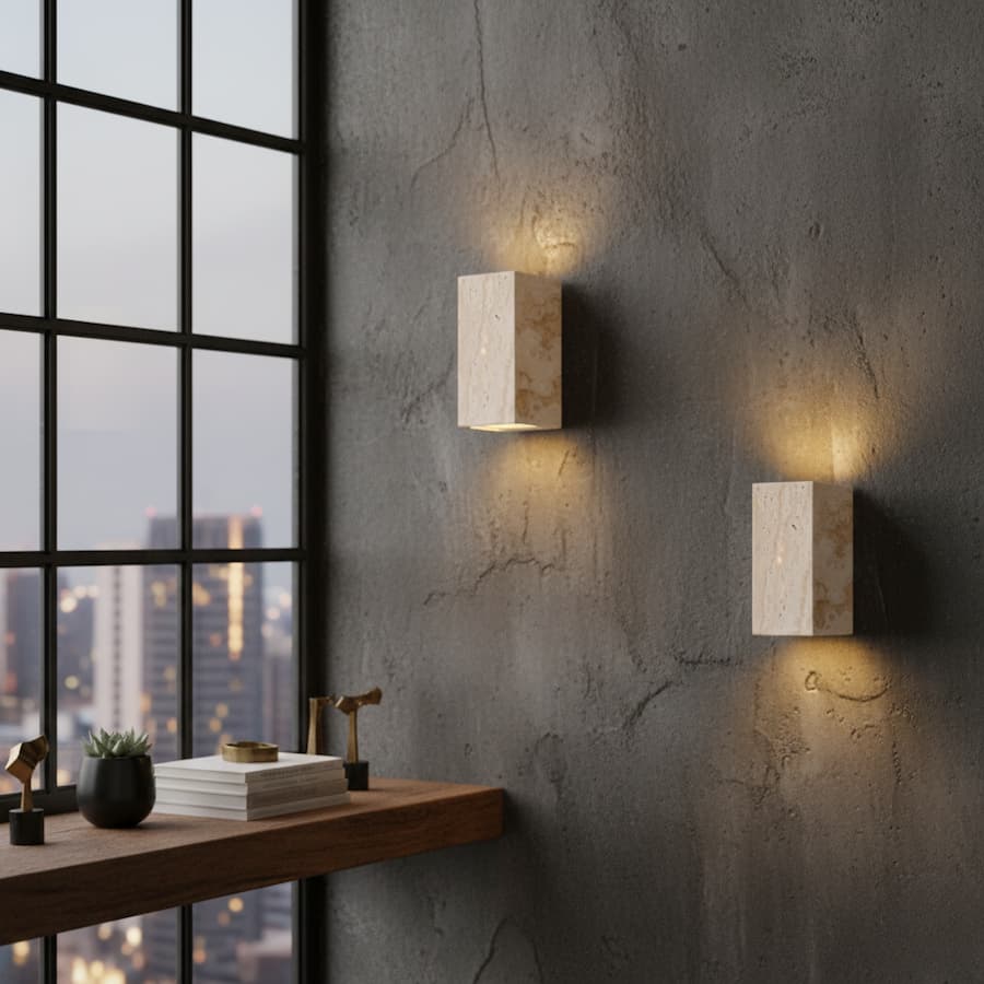 Kivarae Elegant Natural Stone Outdoor Wall Light Sconce 6