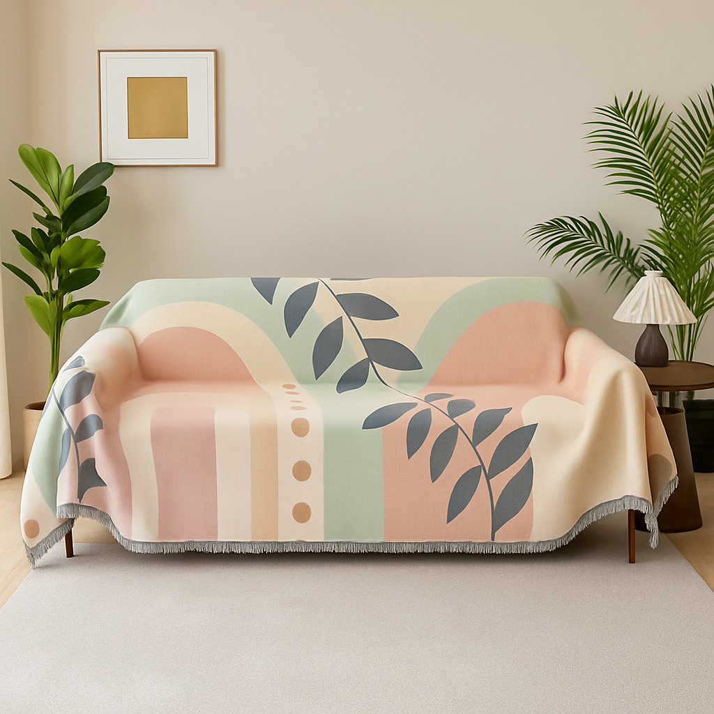 LeafLoom Multicolour Pastel Sofa Cover | Couch Protector for Pets and Everyday Living - Styyler