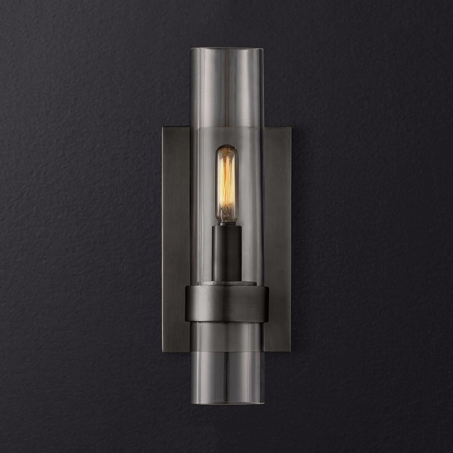 Luma Wall Sconce Lighting with Clear Glass and Black Brass Finish for Hallways and Stairways 0