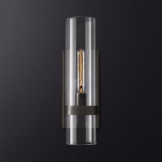 Luma Wall Sconce Lighting with Clear Glass and Black Brass Finish for Hallways and Stairways 3