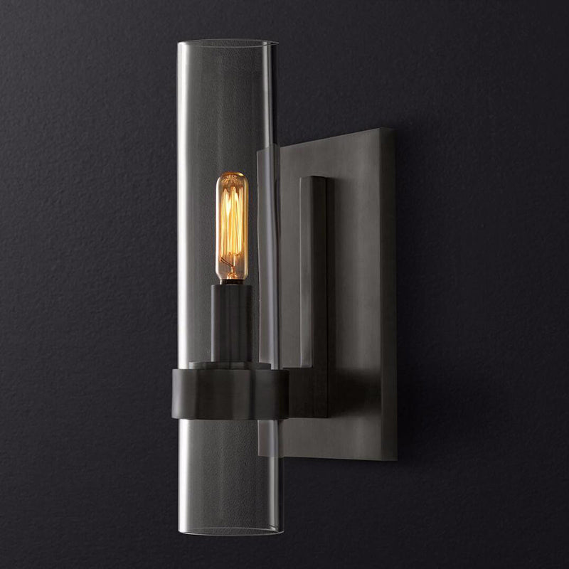 Luma Wall Sconce Lighting with Clear Glass and Black Brass Finish for Hallways and Stairways 7