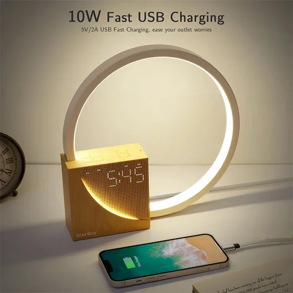 LuminaraWood | Elegant Touch Control Bedside Alarm Clock Light 2