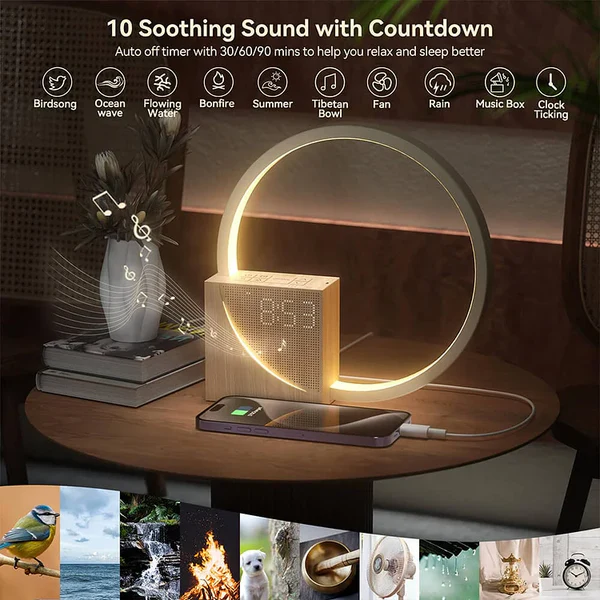 LuminaraWood | Elegant Touch Control Bedside Alarm Clock Light 5