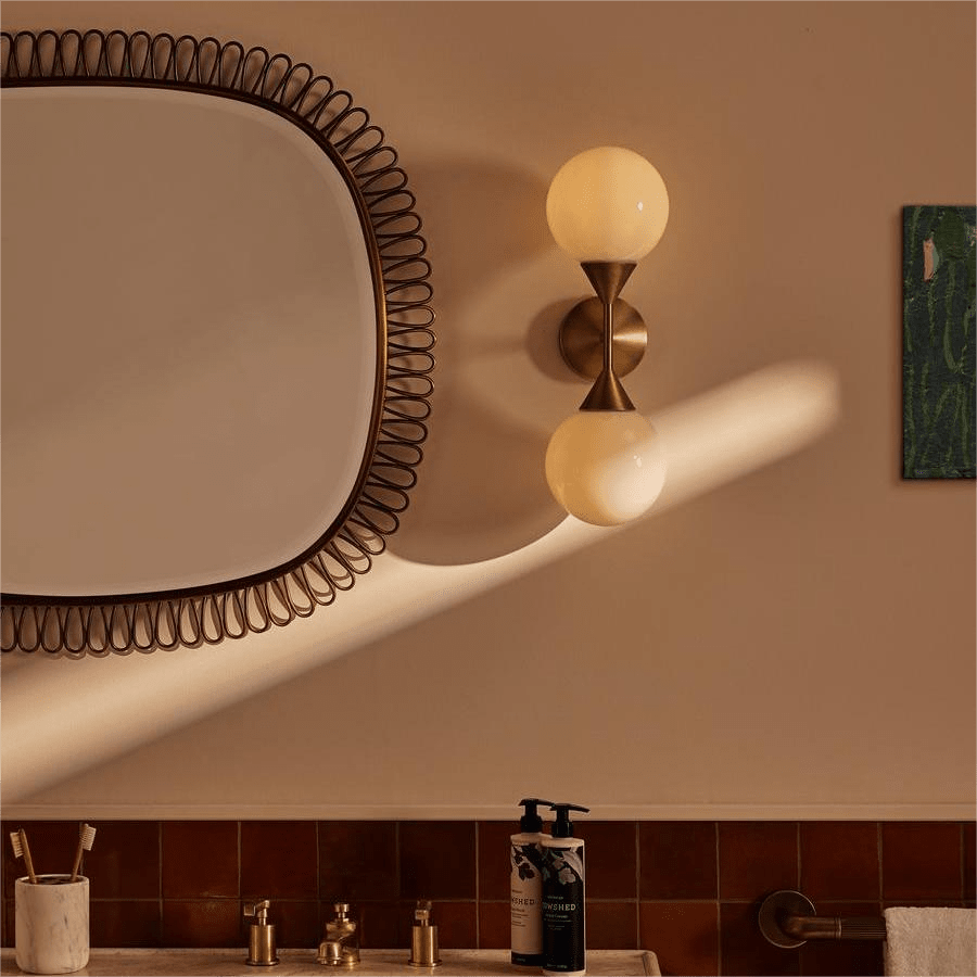 Luminara | Stylish Elegant Brass And Glass Bathroom Wall Light 1