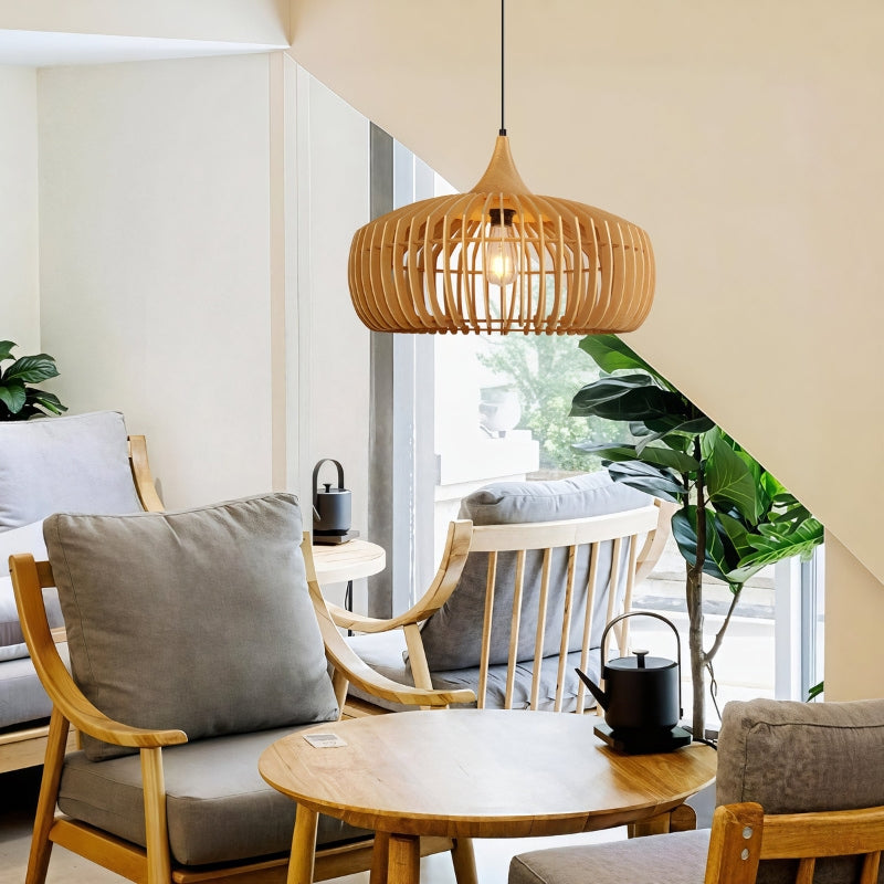 Lumora | Wooden Kitchen Pendant Light for Adjustable Natural Illumination