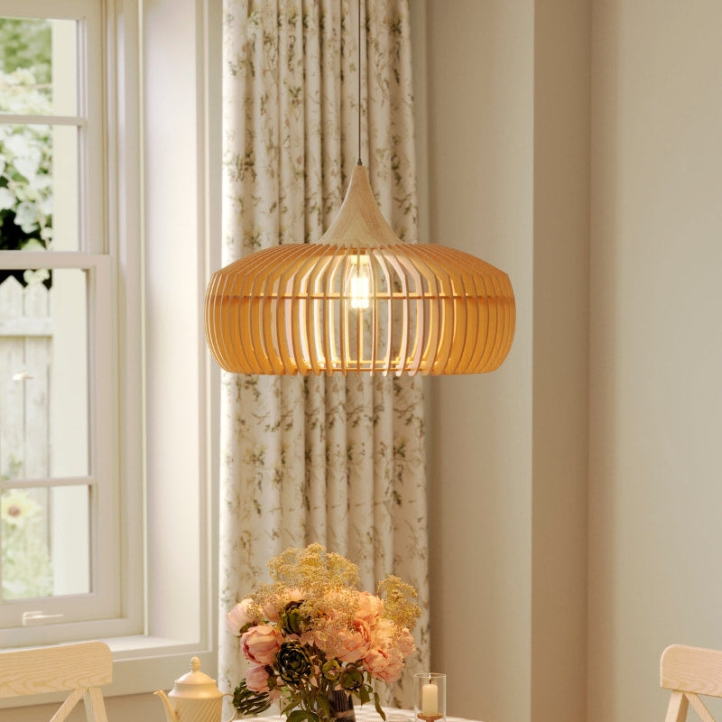 Lumora | Wooden Kitchen Pendant Light for Adjustable Natural Illumination 6