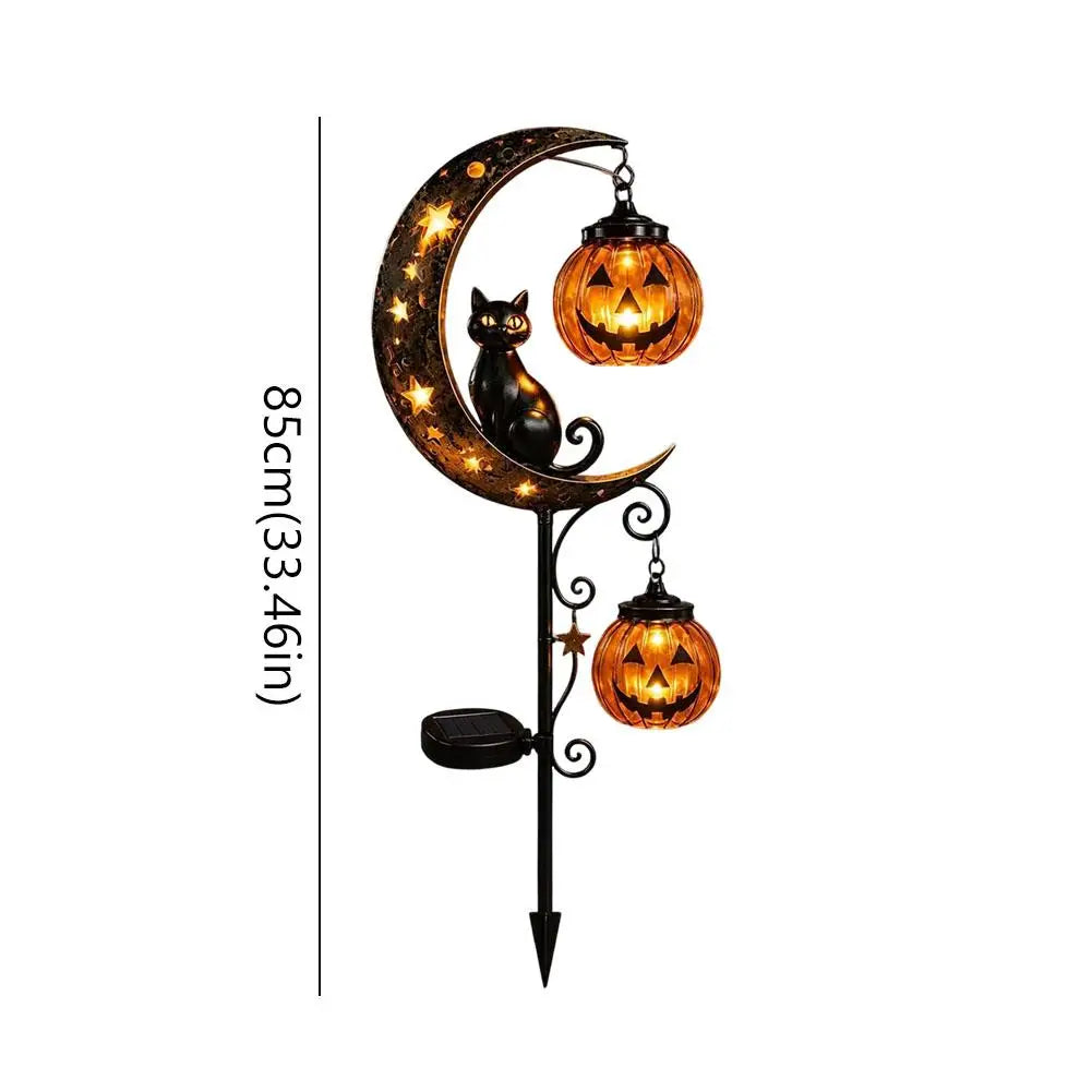 Luna Garden Stake Light with Black Cat and Pumpkin Design 5