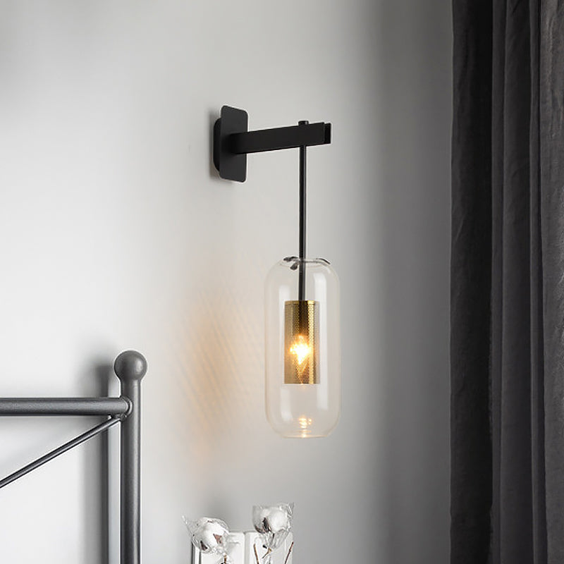 Luna Wall Sconce with Clear Glass Shade and Metal Frame for Modern Interiors 0