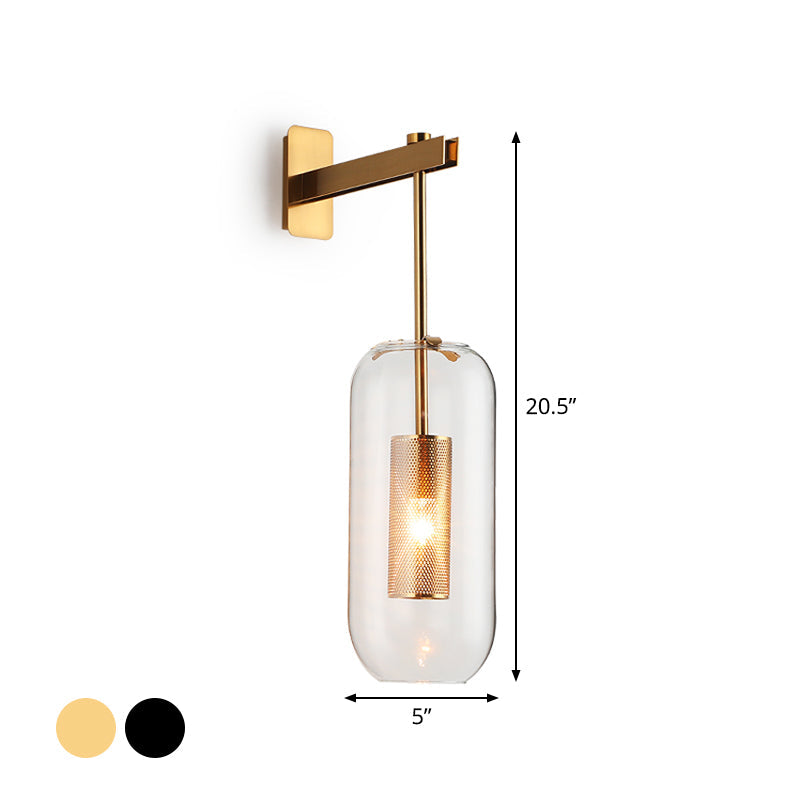 Luna Wall Sconce with Clear Glass Shade and Metal Frame for Modern Interiors 5