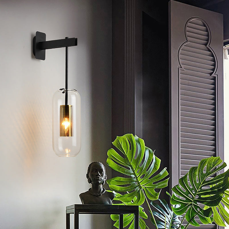 Luna Wall Sconce with Clear Glass Shade and Metal Frame for Modern Interiors 6