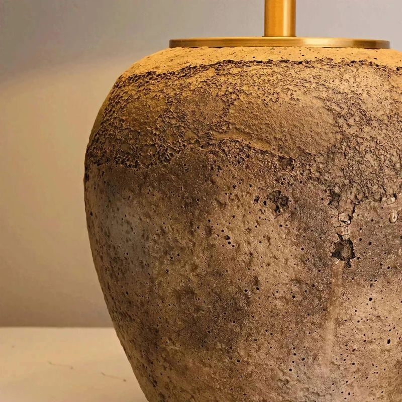 Lunara | Textured Ceramic Table Lamp with Brass Accent for Interiors