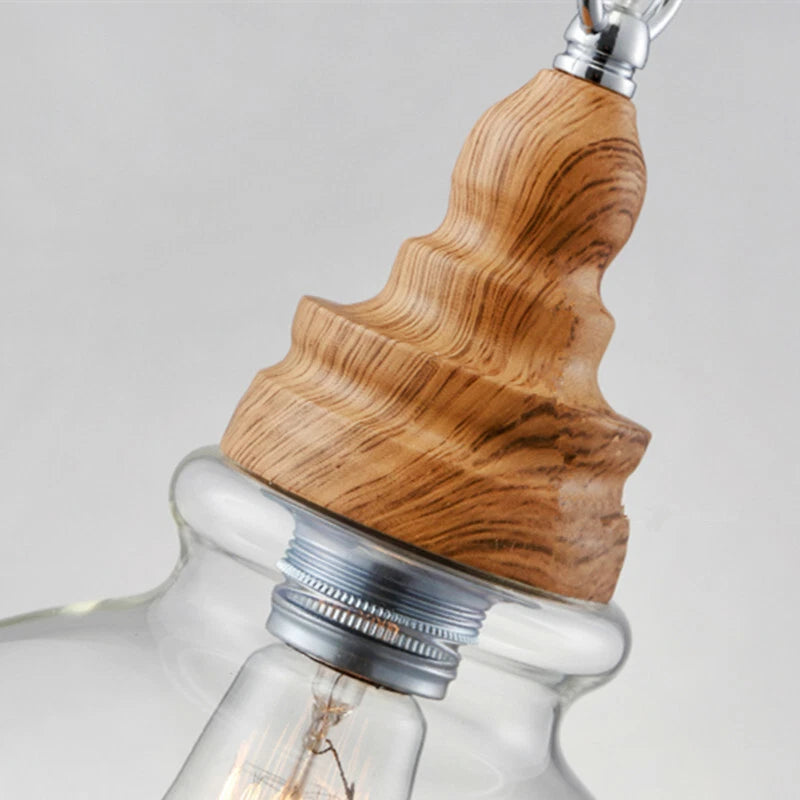 Lunari Nordic Glass & Wood Pendant Light | Designer Hanging Lamp - Styyler