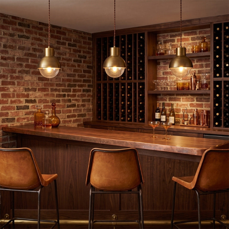 Lunavelle | Dover Glass Pendant Light in Retro Gold Finish