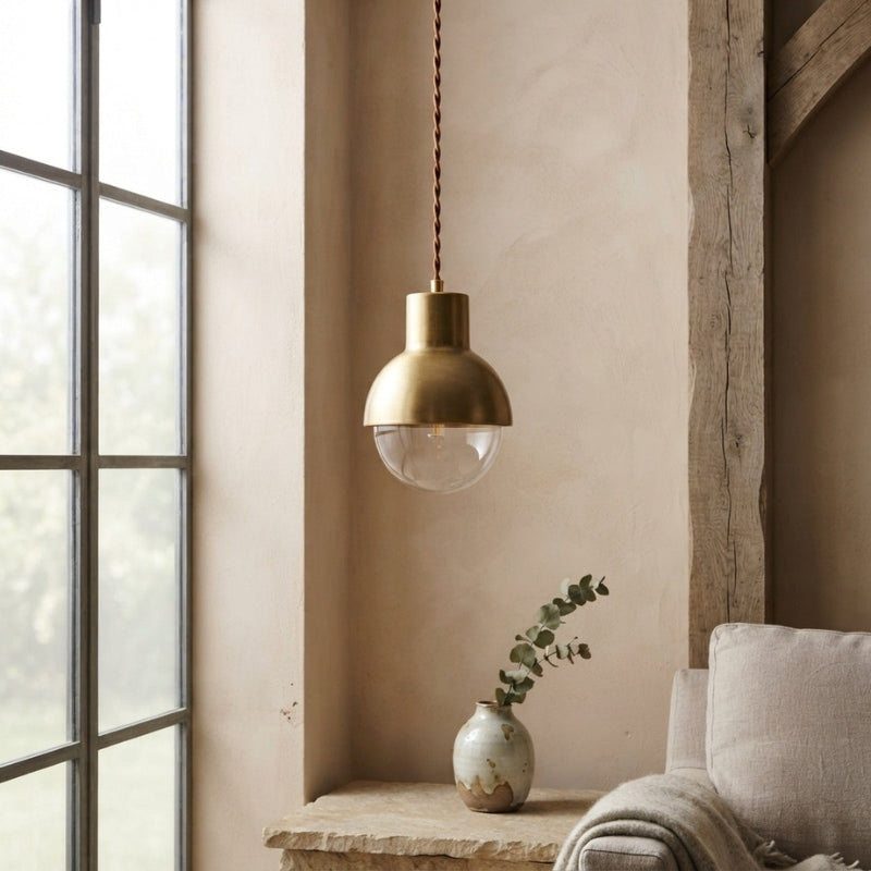 Lunavelle | Dover Glass Pendant Light in Retro Gold Finish