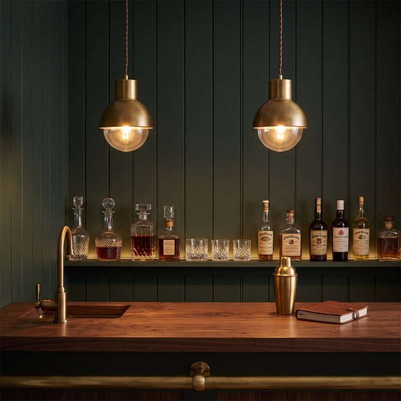 Lunavelle | Dover Glass Pendant Light in Retro Gold Finish