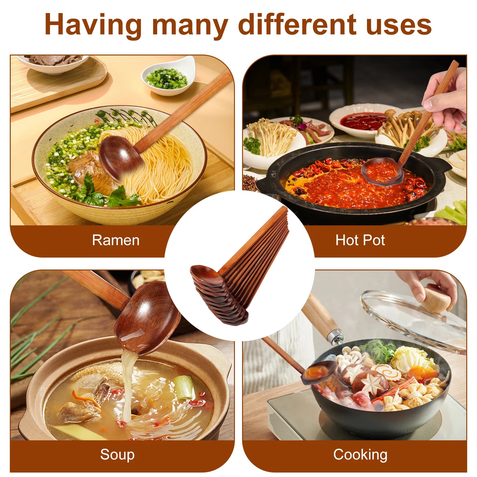 Luxspoon | Elegant Wooden Soup Spoon Set for Comfortable Dining Experience 3