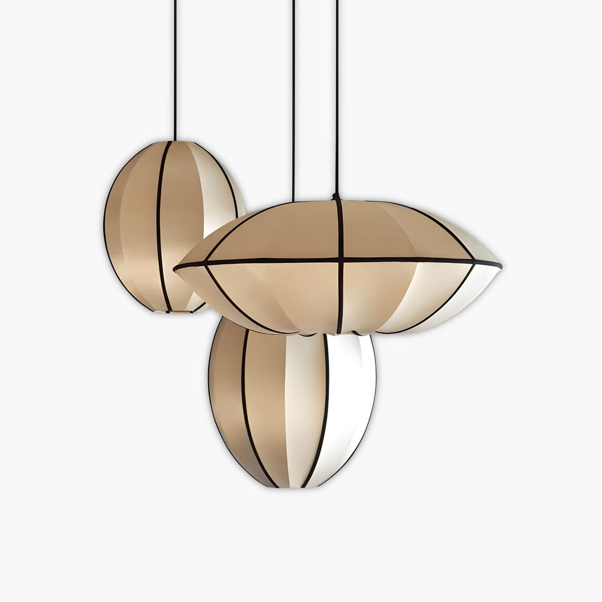 AIRI Satin Pendant Light | Japanese Style Fabric Lantern in Cream White - Styyler