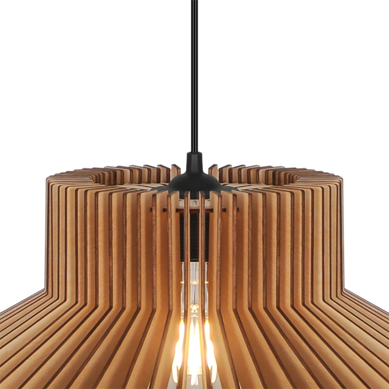Manago Pendant Light with Wooden Slat Shade for Kitchen Island Illumination 4