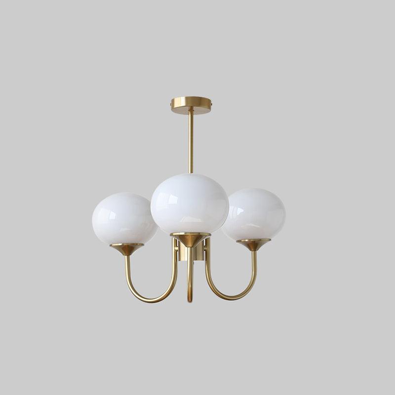 Marshmallow Chandelier Light in Gold Finish with Pale Pink Glass Shades for Modern Dining Room 12