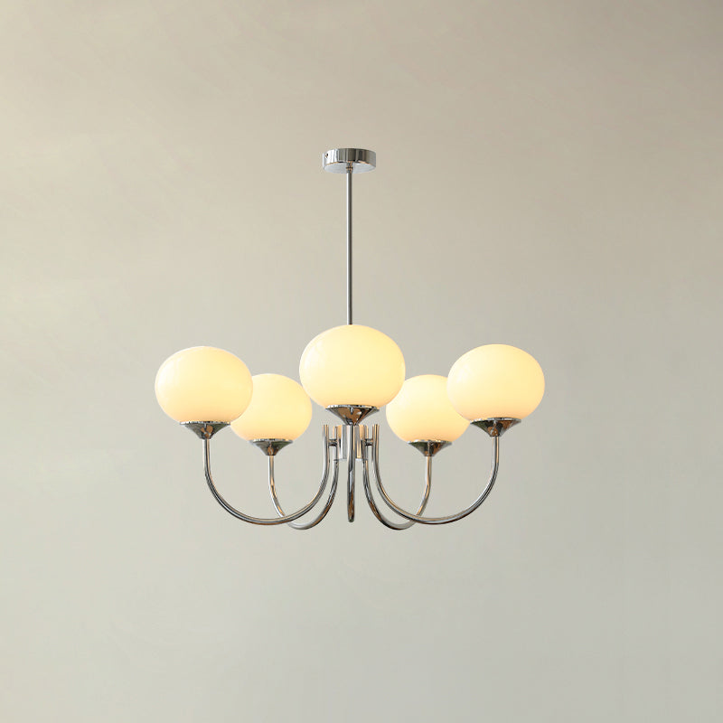 Marshmallow Chandelier Light in Gold Finish with Pale Pink Glass Shades for Modern Dining Room 14