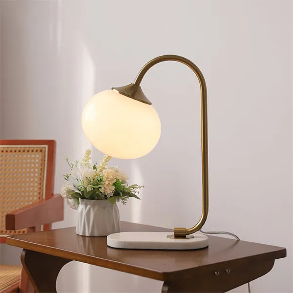 Marshmallow Table Lamp with Metal Base and Glass Shade for Bedside or Living Room 4