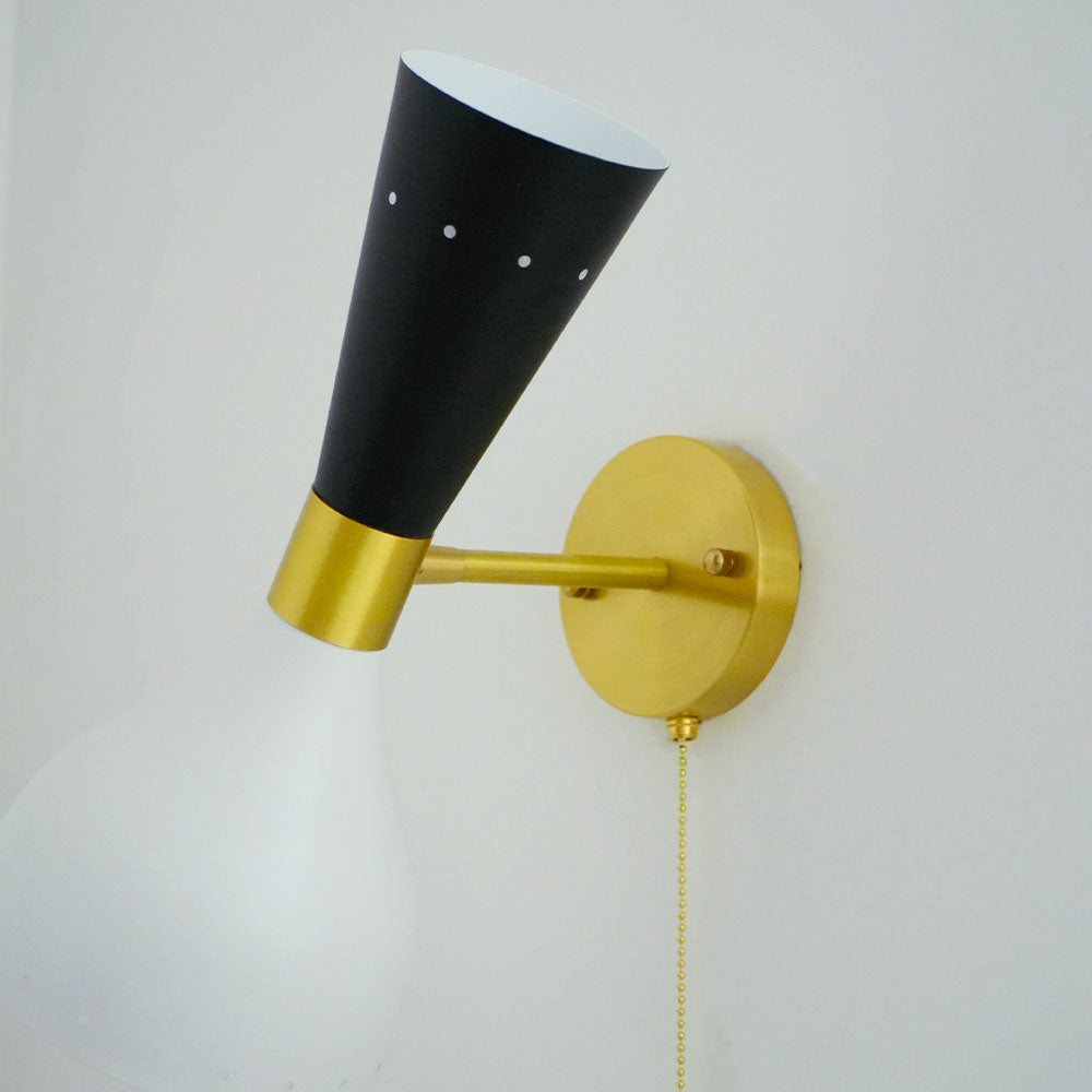 Mid-Century Modern Wall Lamp with Brass Joints and Micro-Perforated Shade – Elegant Hourglass Sconce Light for Contemporary Interiors 6
