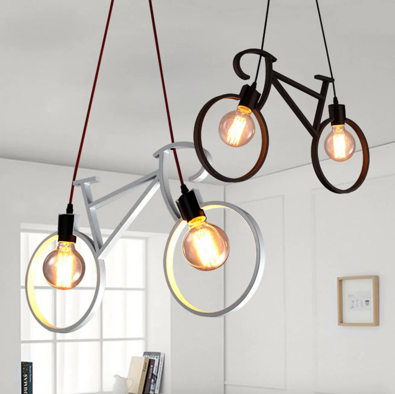 Nordic Modern Minimalist Double-Head Bicycle Pendant Light - Styyler