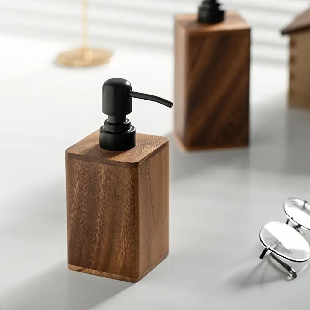 Natural Aura | Hand Soap Dispenser with Smooth Walnut Finish | Elegant Design for Kitchen and Home Decor 2