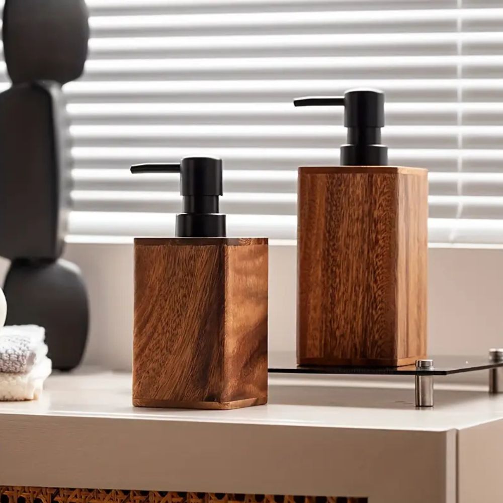 Natural Aura | Hand Soap Dispenser with Smooth Walnut Finish | Elegant Design for Kitchen and Home Decor 3