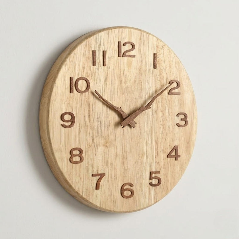Nexora Elara Wooden Wall Clock for Silent Rustic Timekeeping