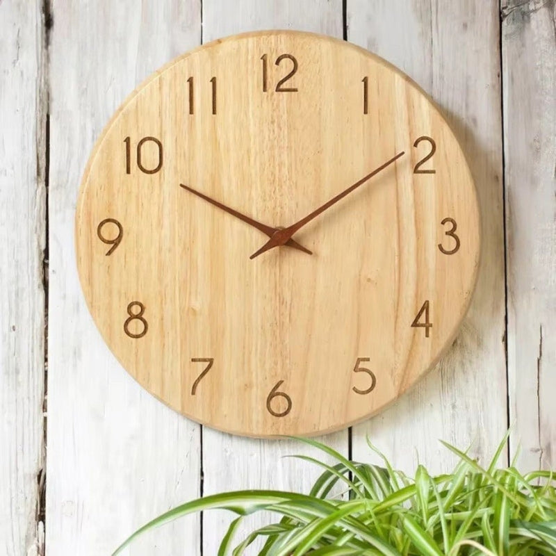 Nexora Elara Wooden Wall Clock for Silent Rustic Timekeeping