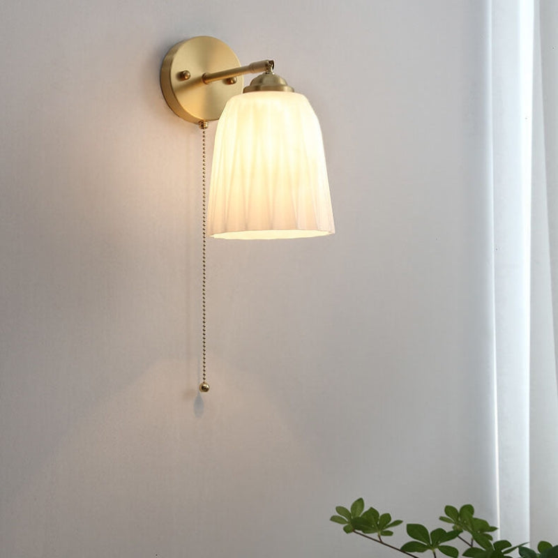 Nexoria | Nordic Brass Wall Sconce with Frosted Glass for Modern Ambient Lighting