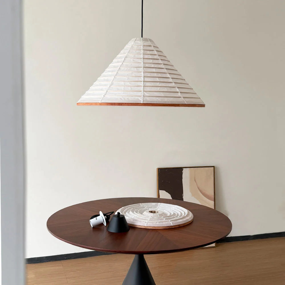 Nordic Geometric Pendant Lamp with Oak Frame and Washi Paper Shade for Kitchen Pendant Lighting – Multiple Sizes Available 3
