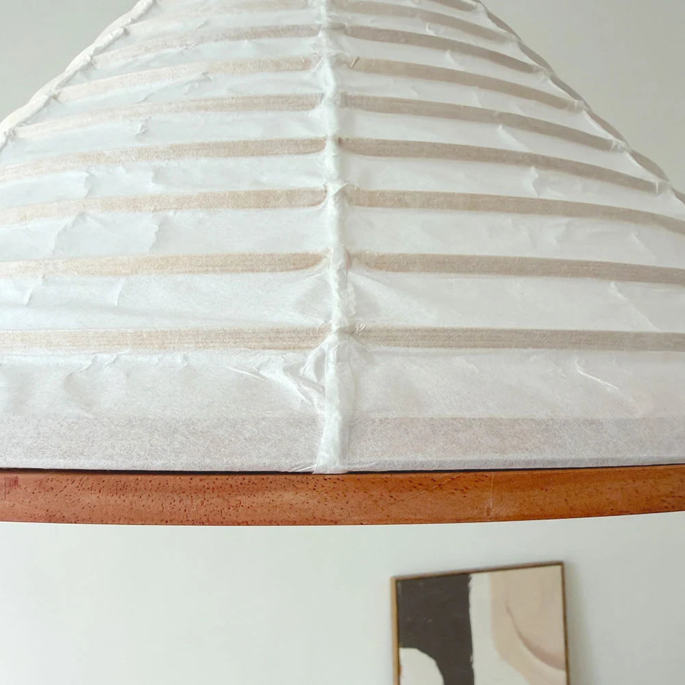 Nordic Geometric Pendant Lamp with Oak Frame and Washi Paper Shade for Kitchen Pendant Lighting – Multiple Sizes Available 6