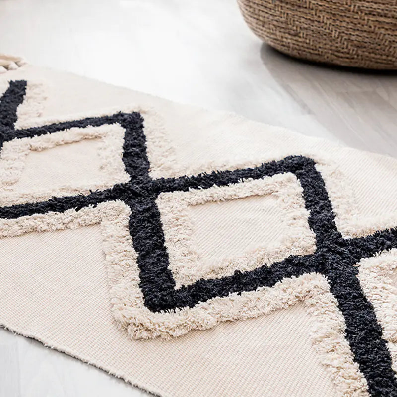 Handwoven Moroccan Cotton Fringe Area Rug for Living Room - Styyler