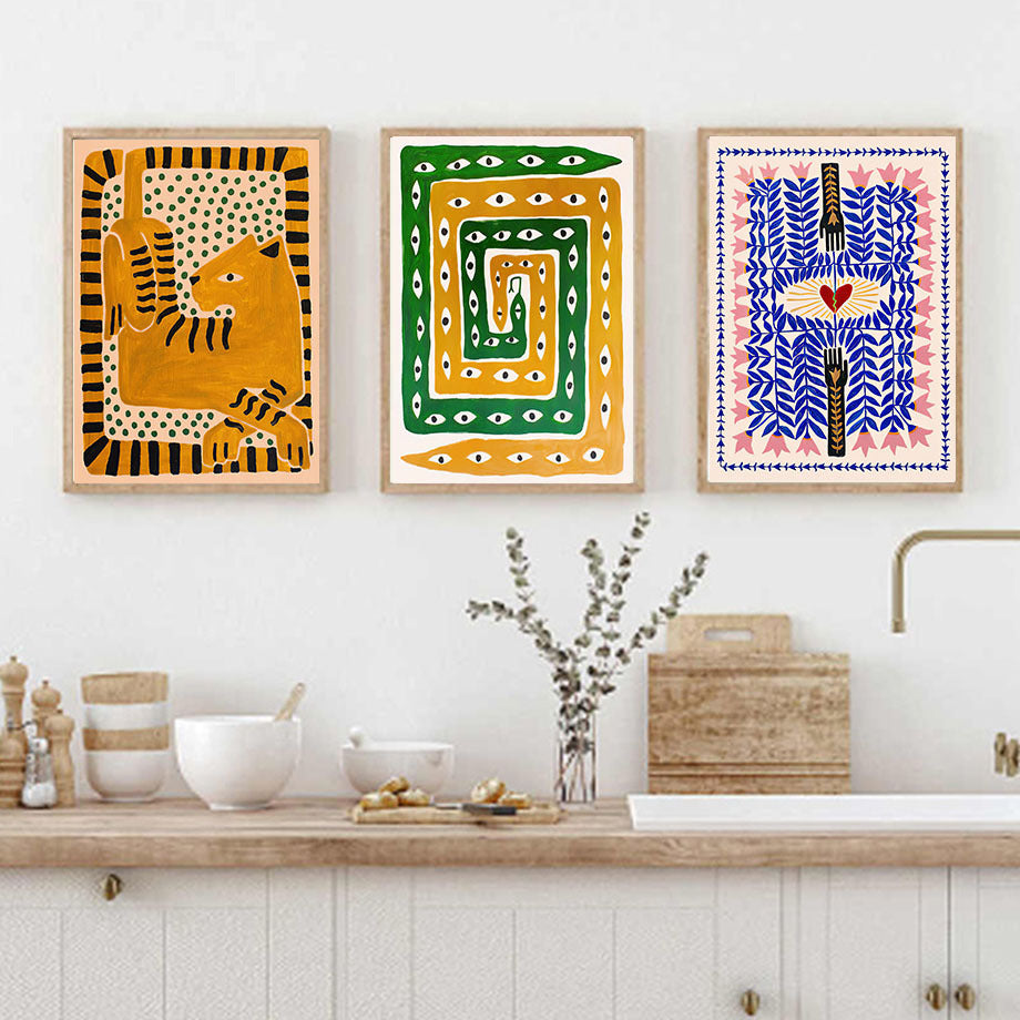 Tropica Folk Art Prints | Modern Botanical Wall Art on Canvas - Styyler