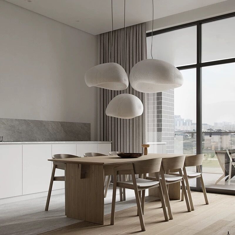 Kumo Pendant Light | Minimalist Sculptural Ceiling Lamp in White or Pebble Gray - Styyler