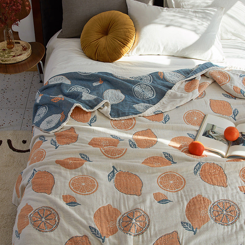 Santara Quilted Cotton Bed Throw | Citrus Pattern Blanket in Bold Boho Colours - Styyler