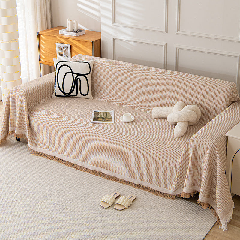 Kalmea Japandi Sofa Cover | Machine Washable Couch Protector with Tassel Edge - Styyler