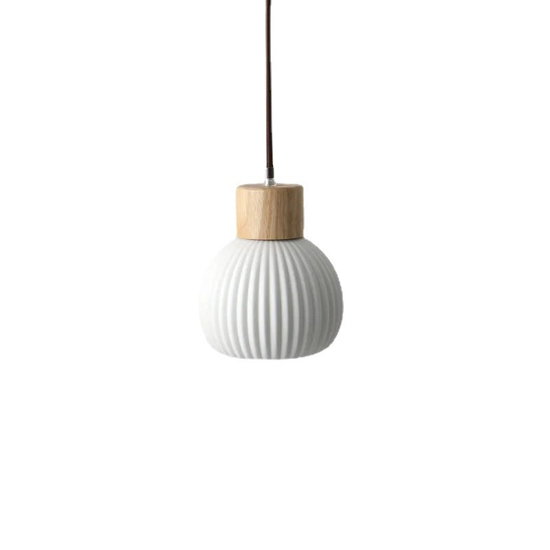 NIBO Nordic Ceramic Single Head Pendant Light | Ribbed Lampshade
