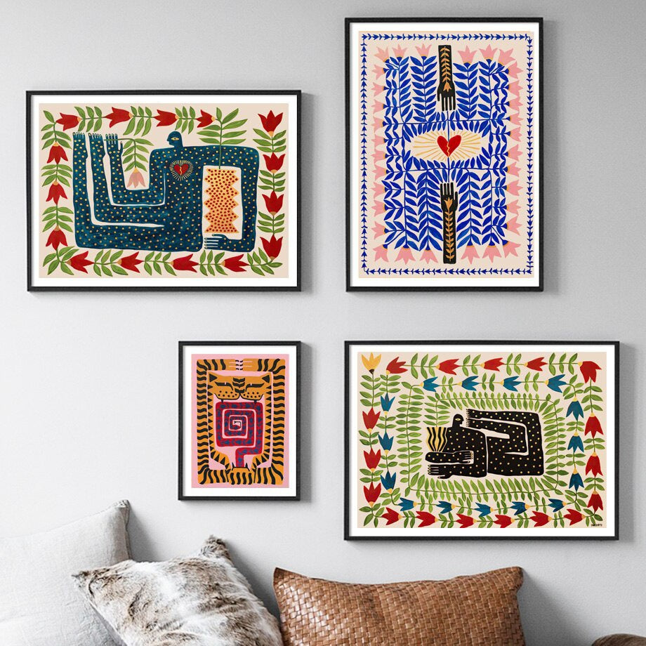 Tropica Folk Art Prints | Modern Botanical Wall Art on Canvas - Styyler