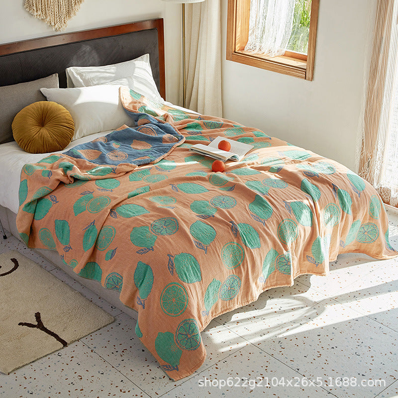 Santara Quilted Cotton Bed Throw | Citrus Pattern Blanket in Bold Boho Colours - Styyler
