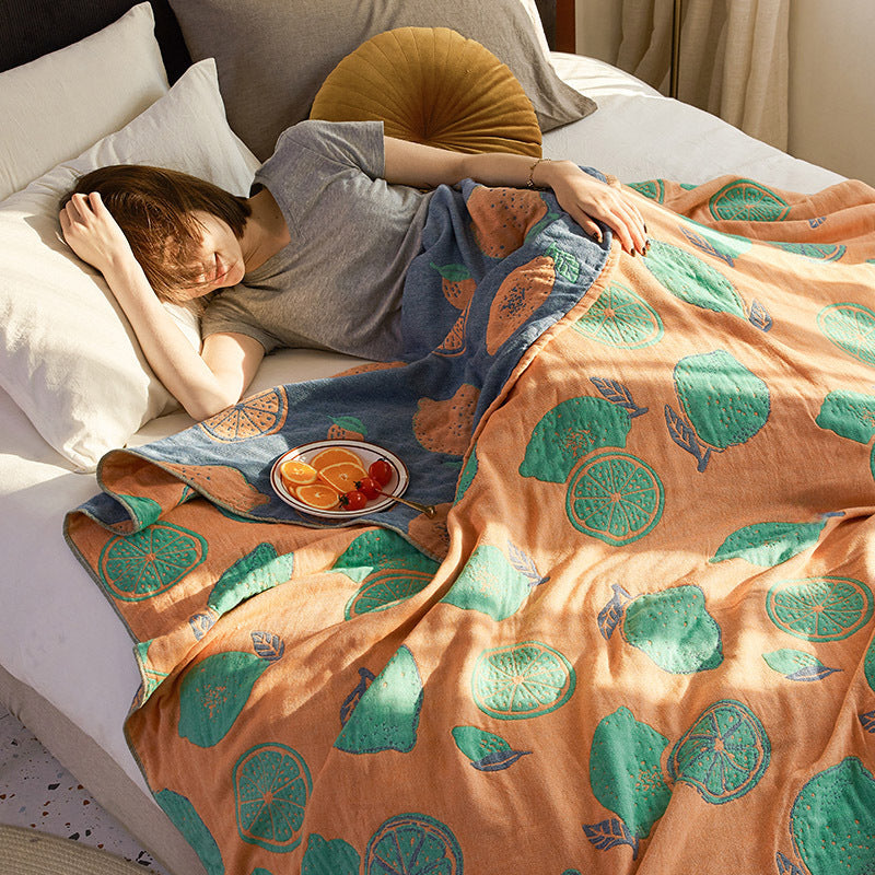 Santara Quilted Cotton Bed Throw | Citrus Pattern Blanket in Bold Boho Colours - Styyler