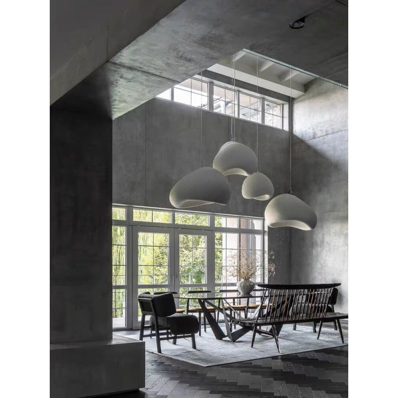 Kumo Pendant Light | Minimalist Sculptural Ceiling Lamp in White or Pebble Gray - Styyler