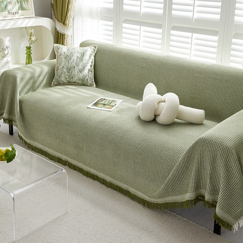 Kalmea Japandi Sofa Cover | Machine Washable Couch Protector with Tassel Edge - Styyler
